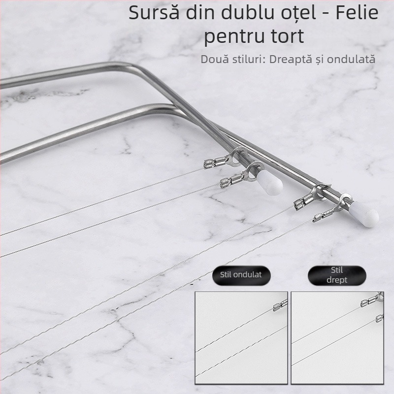 Tăietor de prăjituri din oțel inoxidabil, cu două linii, și tăietor de pâine – unealtă de patiserie