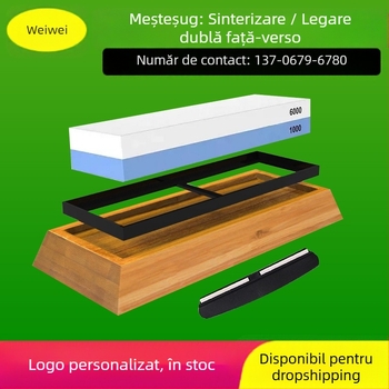 Wt1060 Piatră de ascuțit din corund, granulație 1000/6000, dreptunghiulară, cu două fețe și bază, personalizabil