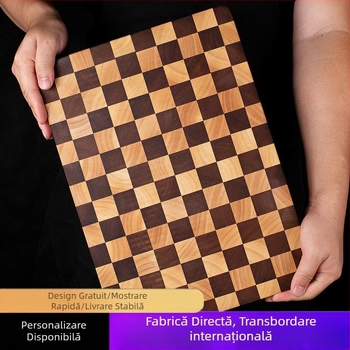 Tăietor din lemn cu model pătrate în grilă, stil modern minimalist, pentru uz casnic în bucătărie