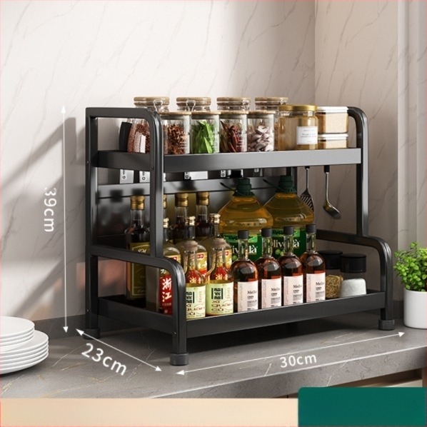 Raft pentru condimente cu suport pentru bețișoare și cuțite, pentru blat, din oțel carbon, cu mai multe niveluri, design fără găuri, stil modern minimalist