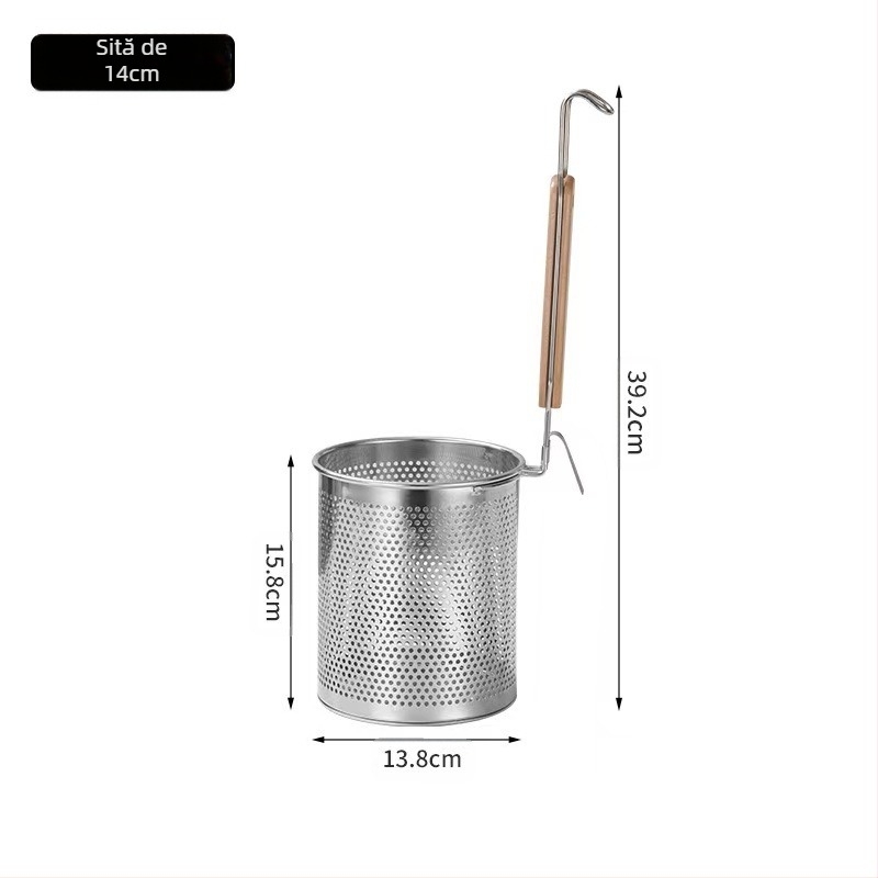 Coș de prăjit din oțel inoxidabil și strecurătoare pentru tăiței – Antiderapant, Protecție împotriva arsurilor, Stil modern minimalist