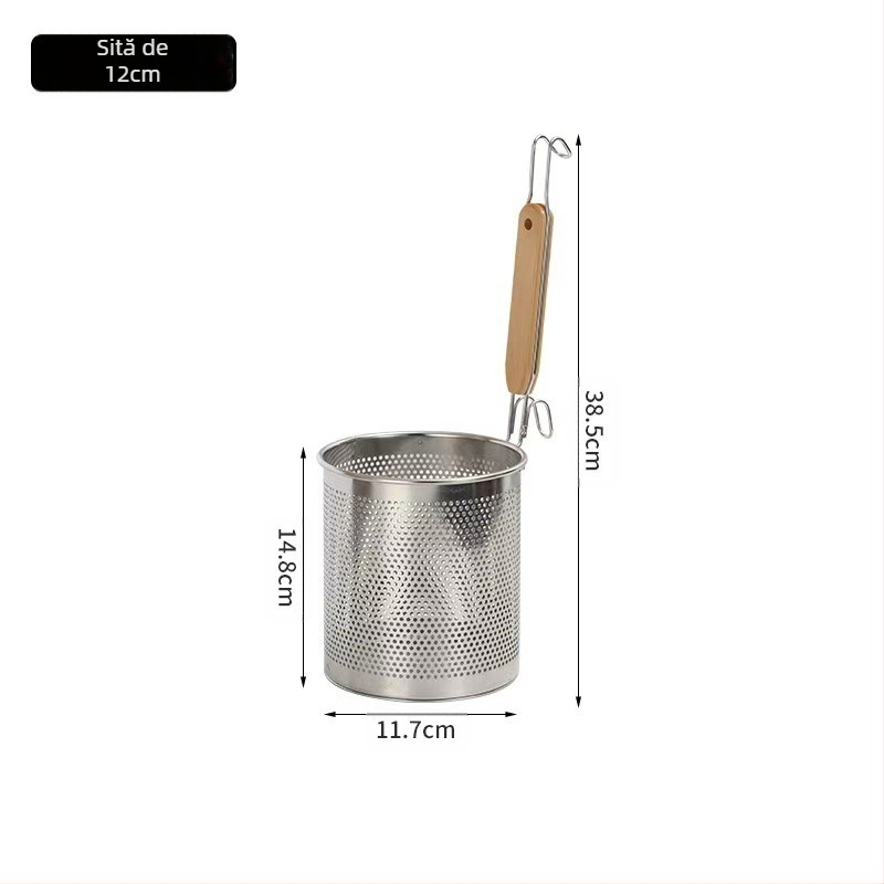 Coș de prăjit din oțel inoxidabil și strecurătoare pentru tăiței – Antiderapant, Protecție împotriva arsurilor, Stil modern minimalist