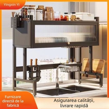 Raft pasiv multi-strat pentru chiuveta bucătărie – depozitare vase împotriva prafului, Ferroalloy, Yingxinyi, seria Draining storage rack, Primăvara 2022