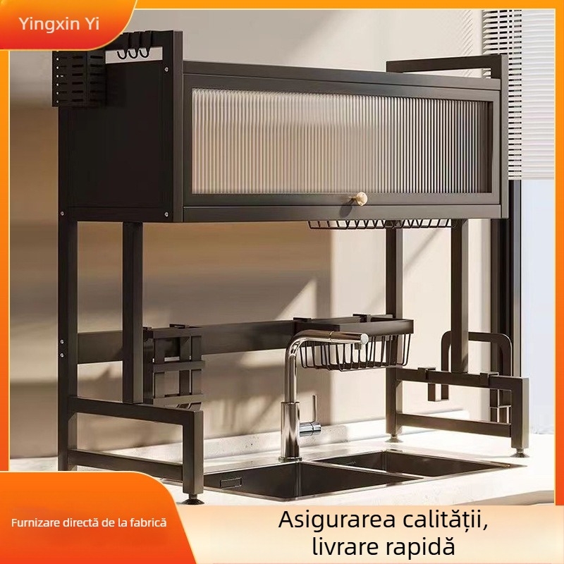 Raft pasiv multi-strat pentru chiuveta bucătărie – depozitare vase împotriva prafului, Ferroalloy, Yingxinyi, seria Draining storage rack, Primăvara 2022