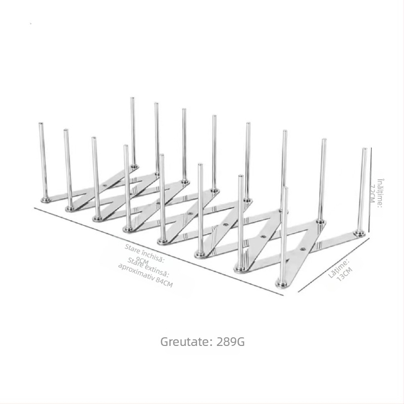 Raft pentru vase din oțel inoxidabil, reglabil telescopic, pliabil, multifuncțional pentru bucătărie
