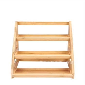 Raft pentru condimente din bambus și lemn, organizator de birou cu borcane din sticlă, un singur nivel, multifuncțional
