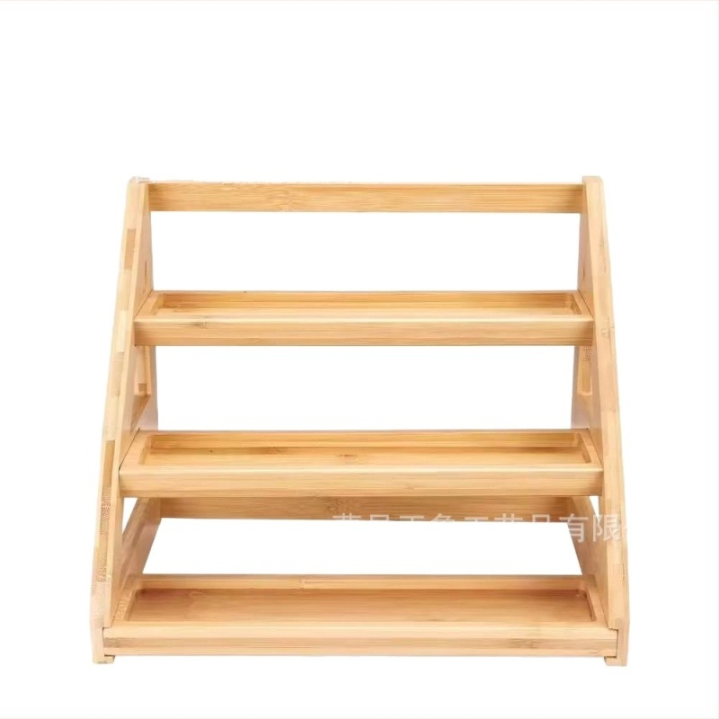 Raft pentru condimente din bambus și lemn, organizator de birou cu borcane din sticlă, un singur nivel, multifuncțional