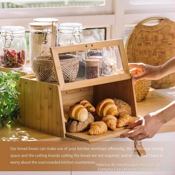 Cutie de pâine din lemn, design creativ, protecție împotriva prafului, brand Hong Ao, imprimare logo disponibilă și personalizare