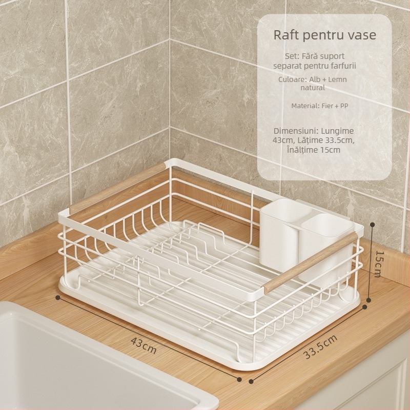 Raft de scurgere pentru vase, bucătărie – sârmă de fier, stil modern minimalist, depozitare la chiuvetă
