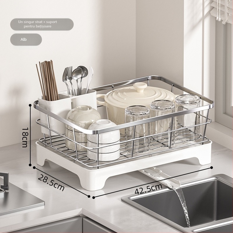 Raft de scurgere pentru vase, bucătărie – sârmă de fier, stil modern minimalist, depozitare la chiuvetă