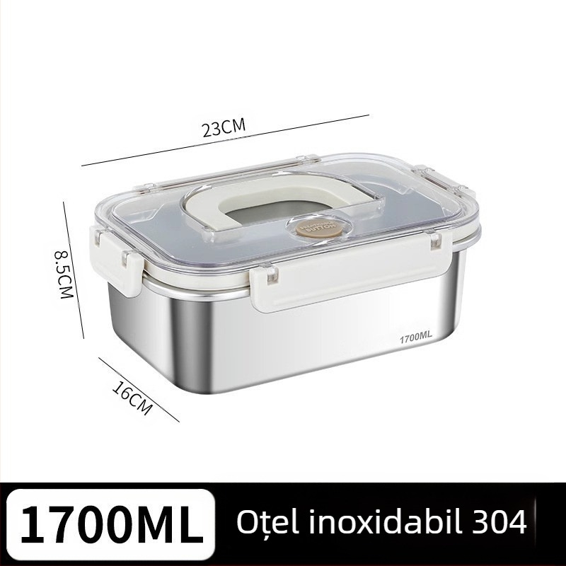 Cutie dreptunghiulară pentru prânz din oțel inoxidabil 316, de calitate alimentară, sigilată cu capac, portabilă, 800–1000 ml