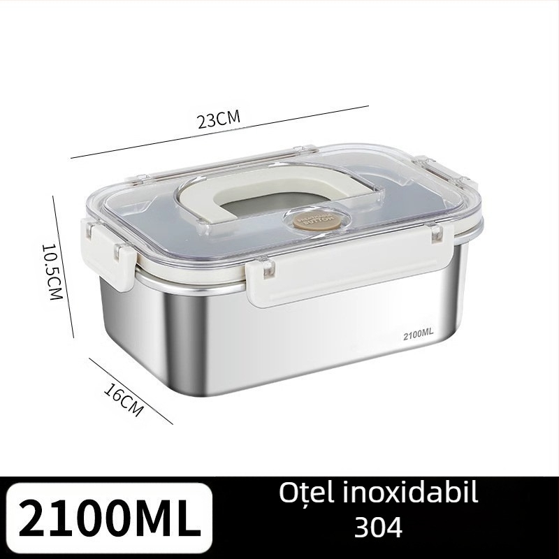 Cutie dreptunghiulară pentru prânz din oțel inoxidabil 316, de calitate alimentară, sigilată cu capac, portabilă, 800–1000 ml