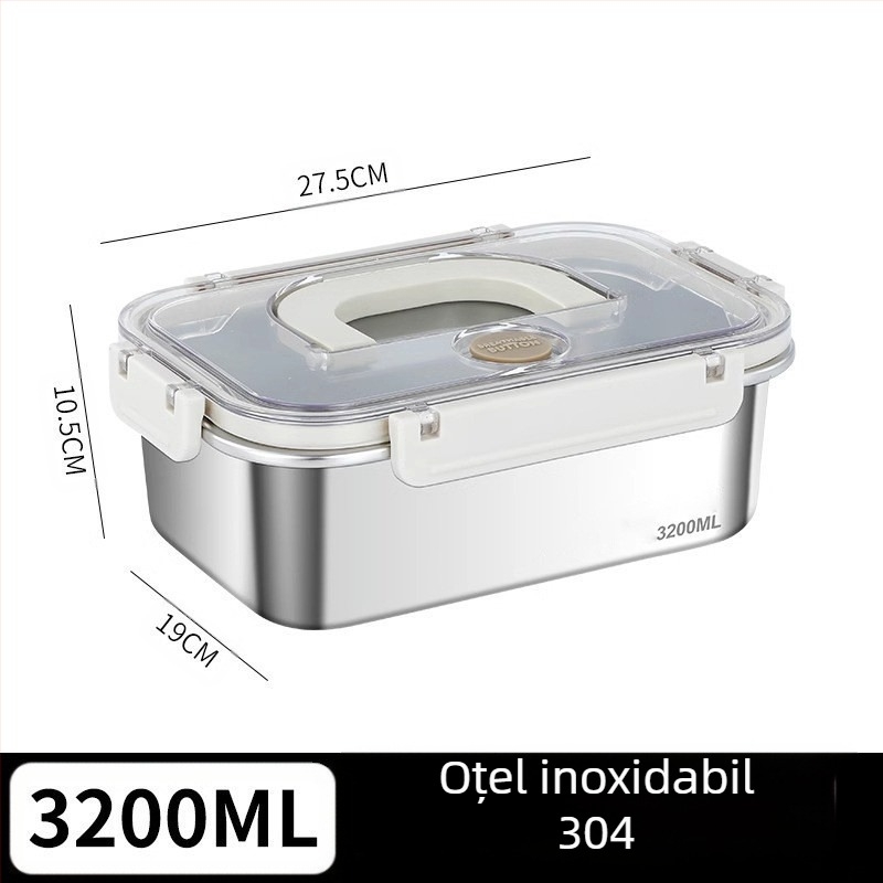 Cutie dreptunghiulară pentru prânz din oțel inoxidabil 316, de calitate alimentară, sigilată cu capac, portabilă, 800–1000 ml
