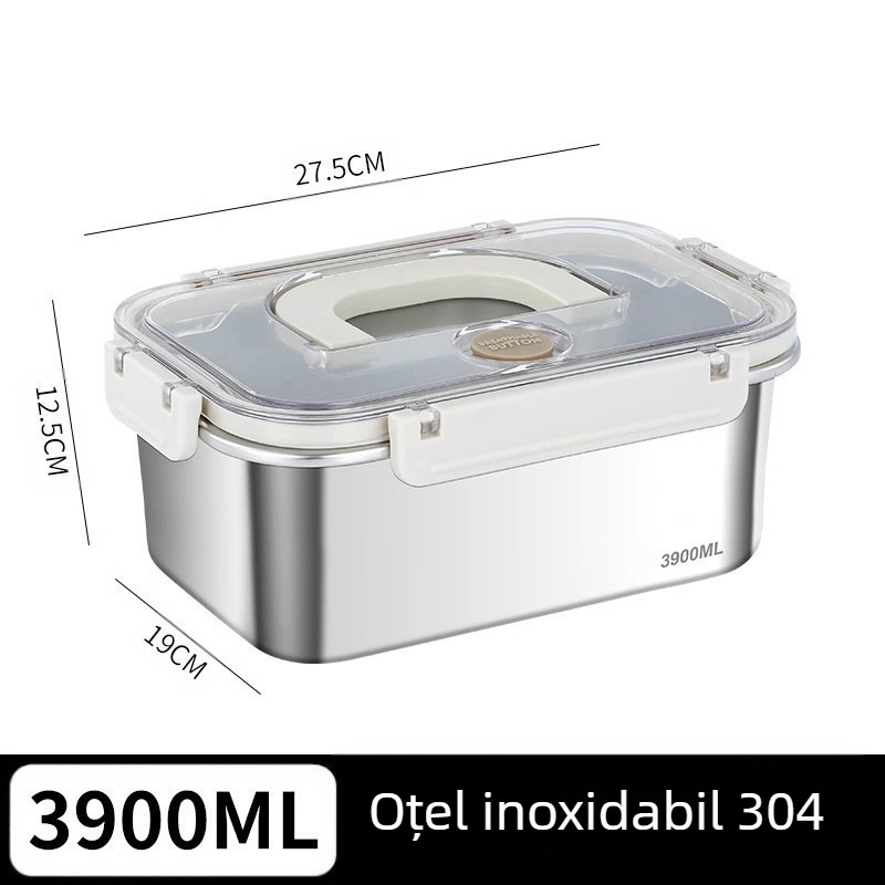 Cutie dreptunghiulară pentru prânz din oțel inoxidabil 316, de calitate alimentară, sigilată cu capac, portabilă, 800–1000 ml