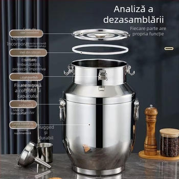 Recipient din oțel inoxidabil sigilat, cu pereți groși, în stil coreean, capacitate 3,1–4 L