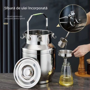 Recipient din oțel inoxidabil sigilat, cu pereți groși, în stil coreean, capacitate 3,1–4 L