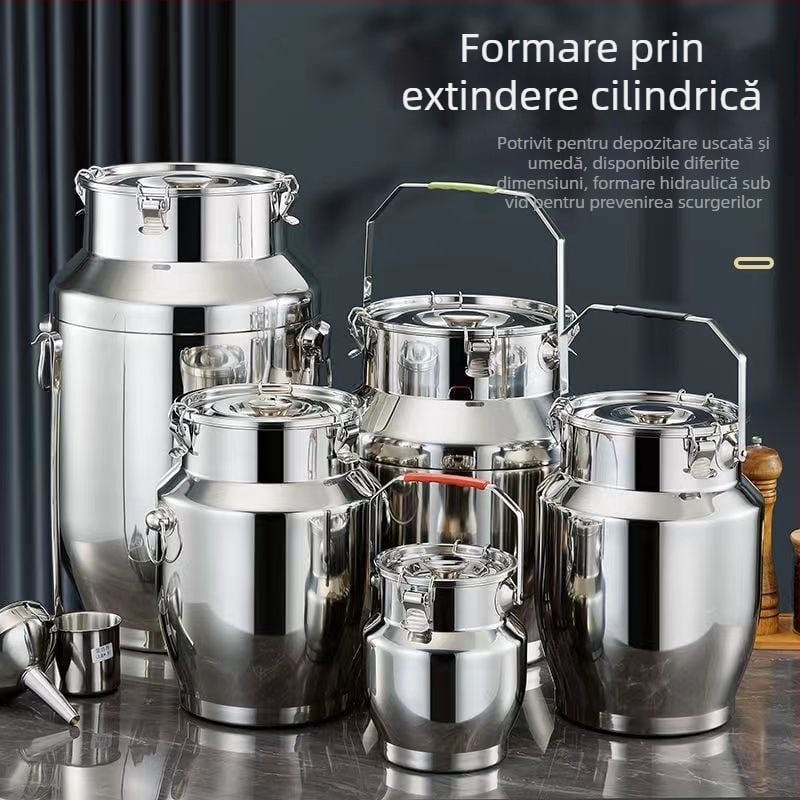 Recipient din oțel inoxidabil sigilat, cu pereți groși, în stil coreean, capacitate 3,1–4 L