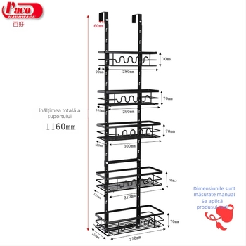 Cos de depozitare pentru ușă cu plasă – oțel carbon, stil modern minimalist, formă: agățare pe ușă, prindere cu cârlig, marcă All the best