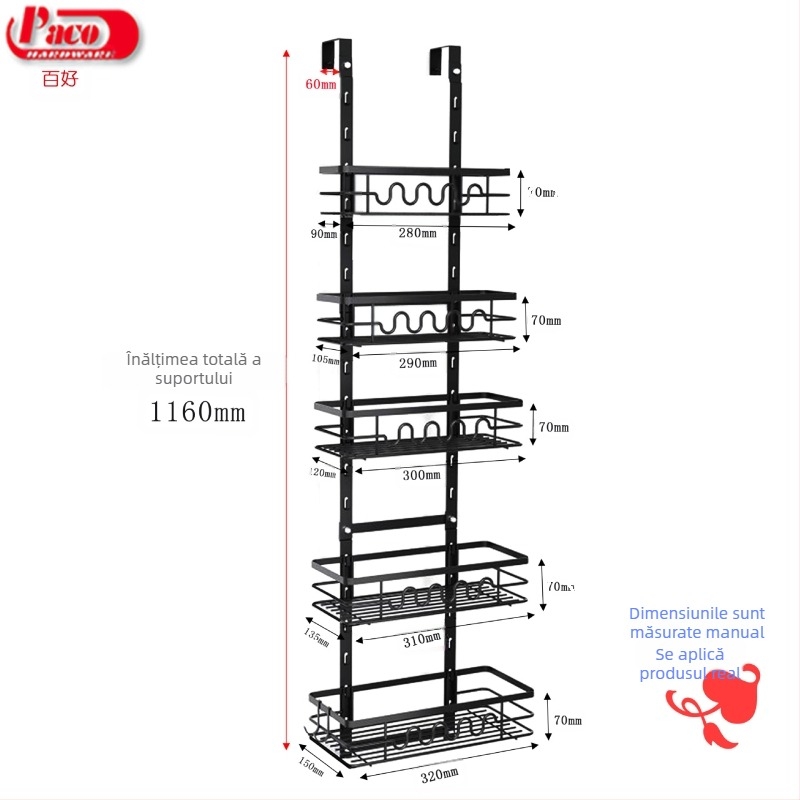 Cos de depozitare pentru ușă cu plasă – oțel carbon, stil modern minimalist, formă: agățare pe ușă, prindere cu cârlig, marcă All the best