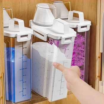 Recipient pentru detergent de rufe – capacitate mare, metal, design simplu-modern, pentru călătorii