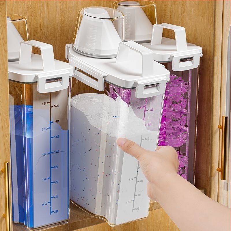 Recipient pentru detergent de rufe – capacitate mare, metal, design simplu-modern, pentru călătorii