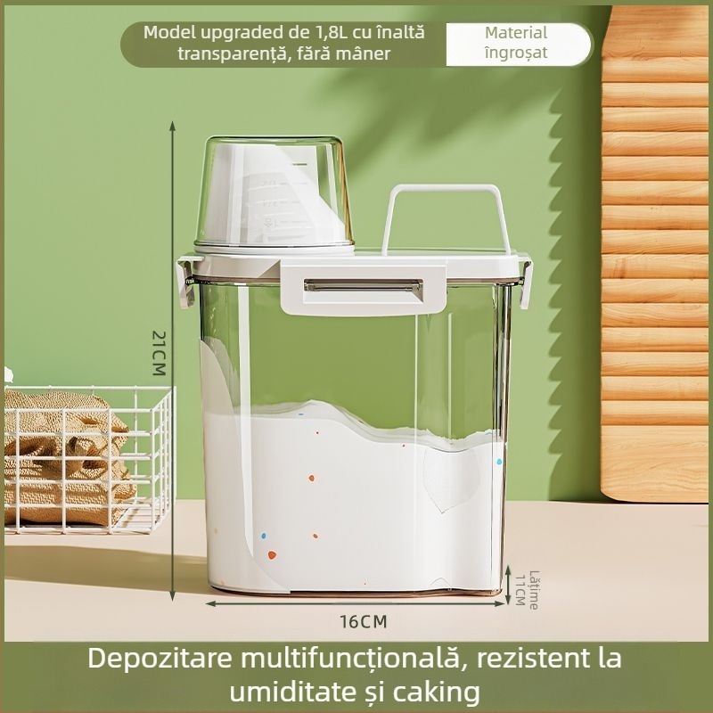 Recipient pentru detergent de rufe – capacitate mare, metal, design simplu-modern, pentru călătorii