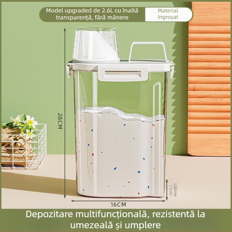 Recipient pentru detergent de rufe – capacitate mare, metal, design simplu-modern, pentru călătorii