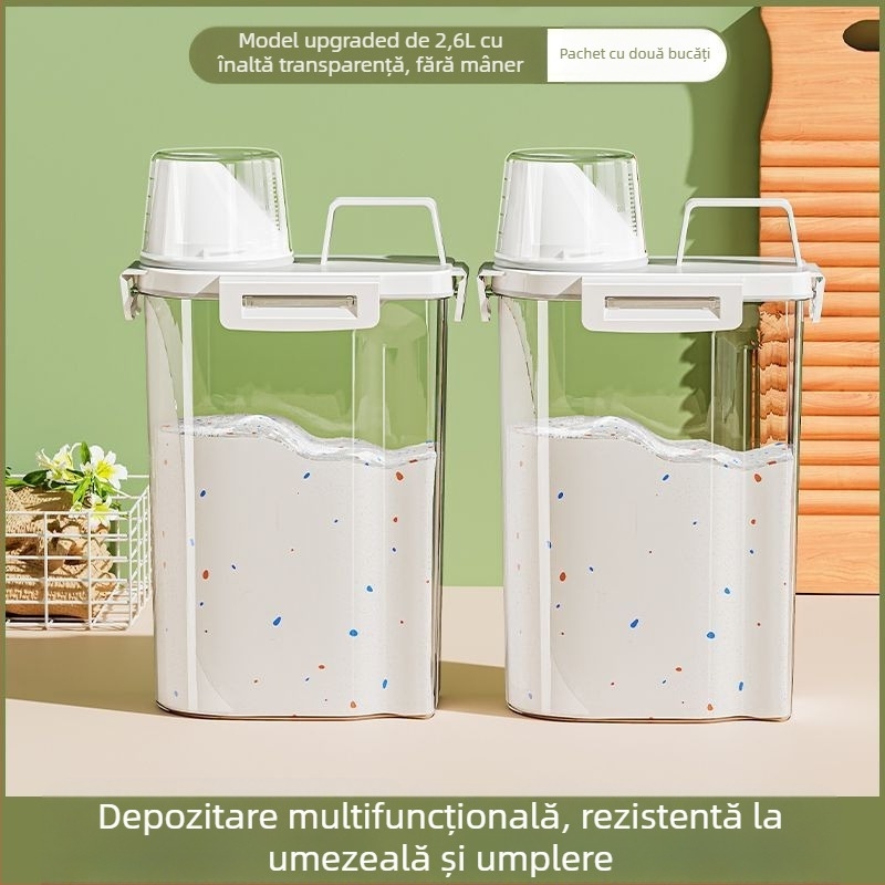 Recipient pentru detergent de rufe – capacitate mare, metal, design simplu-modern, pentru călătorii