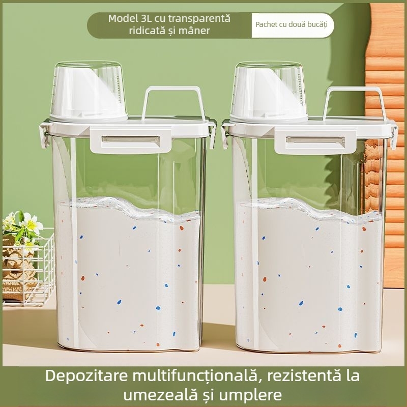 Recipient pentru detergent de rufe – capacitate mare, metal, design simplu-modern, pentru călătorii