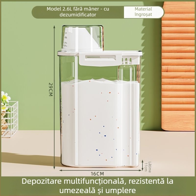 Recipient pentru detergent de rufe – capacitate mare, metal, design simplu-modern, pentru călătorii
