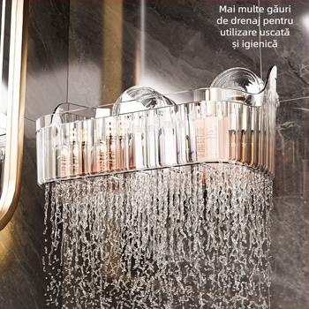 Independent Raft de baie cu ventuză, montaj pe perete fără găuri, capacitate mare, stil Light Luxury