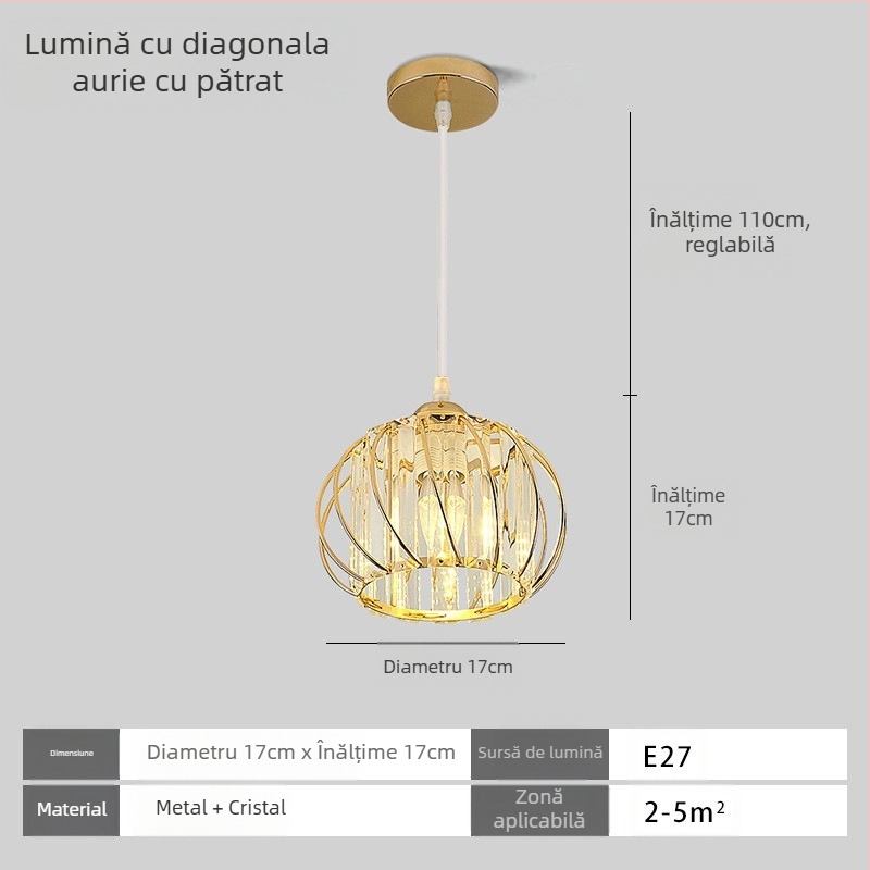 Lampă suspendată din cristal, cu mai multe capete, LED, înălțime reglabilă, abajur din fier, potrivită pentru hol și balcon, stil european, iluminare pentru 5–10 m²