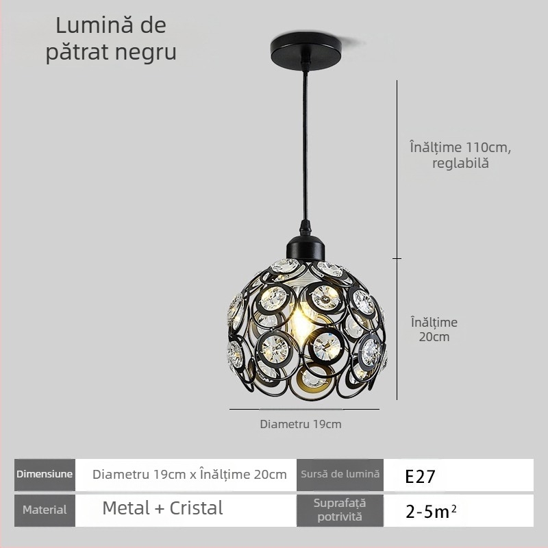 Lampă suspendată din cristal, cu mai multe capete, LED, înălțime reglabilă, abajur din fier, potrivită pentru hol și balcon, stil european, iluminare pentru 5–10 m²