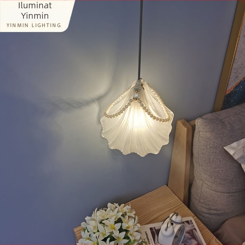 Candelabru din sticlă, pendul franțuz pastoral pentru dormitor, LED, model D002, cu o singură sursă de lumină, acoperire 3–5 m²