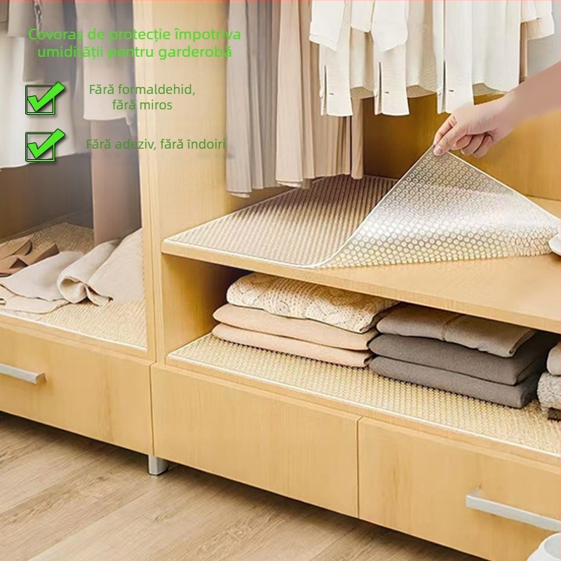 Hârtie-pătură pentru sertare de bucătărie, impermeabilă la umiditate, cu strat EVA rezistent la apă, pe bază PE (conținut EVA 99%), design modern minimalist