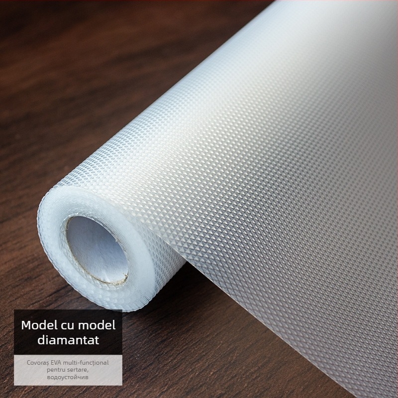Hârtie-pătură pentru sertare de bucătărie, impermeabilă la umiditate, cu strat EVA rezistent la apă, pe bază PE (conținut EVA 99%), design modern minimalist