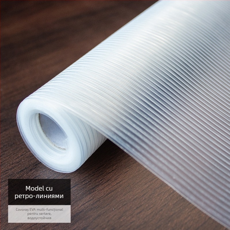 Hârtie-pătură pentru sertare de bucătărie, impermeabilă la umiditate, cu strat EVA rezistent la apă, pe bază PE (conținut EVA 99%), design modern minimalist