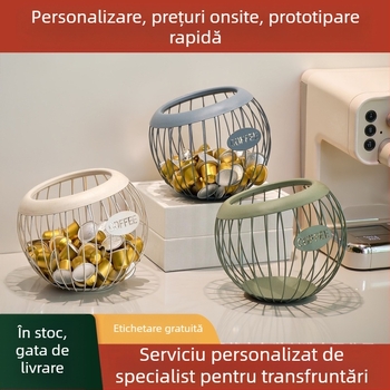 Coș metalic de depozitare pentru capsule de cafea, fructe și gustări — model 527 • material: metal • stil: modern simplu • categorie: coș de depozitare