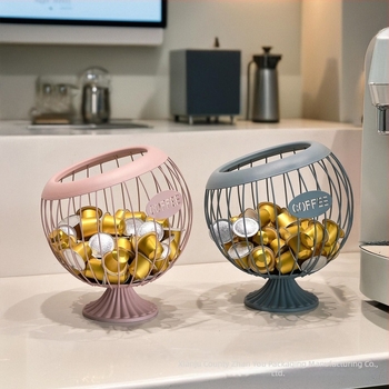 Coș metalic de depozitare pentru capsule de cafea, fructe și gustări — model 527 • material: metal • stil: modern simplu • categorie: coș de depozitare