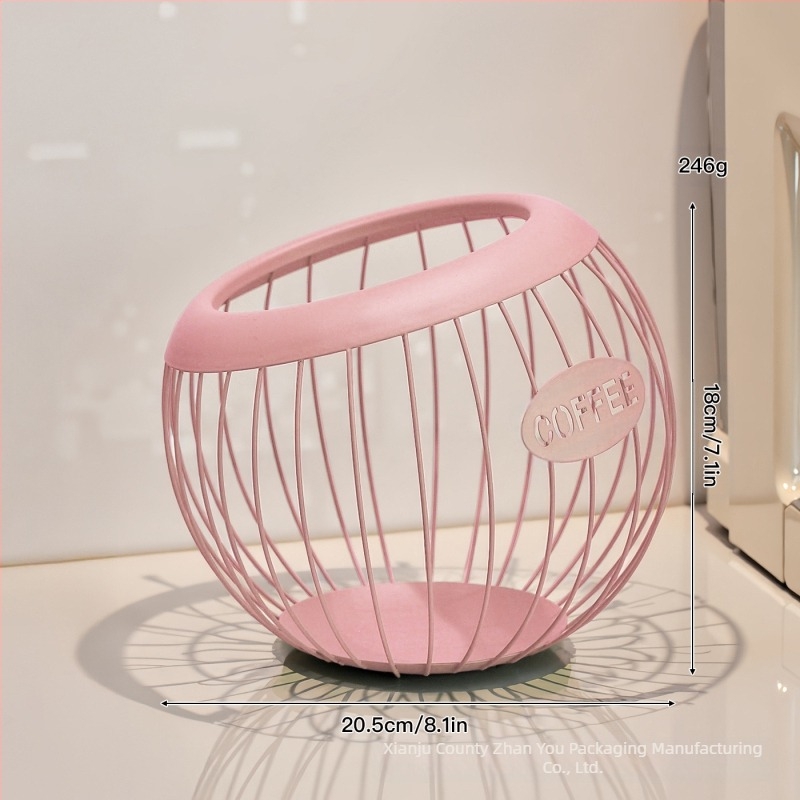 Coș metalic de depozitare pentru capsule de cafea, fructe și gustări — model 527 • material: metal • stil: modern simplu • categorie: coș de depozitare