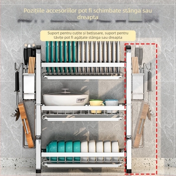 Raft pentru vase din oțel inoxidabil, pentru blat — multistrat, design modern și simplu