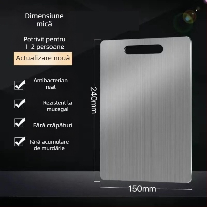 tocător din oțel inoxidabil, cu două fețe, rezistent la mucegai, antibacterian, cu suprafață antialunecare.