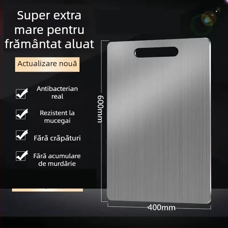 tocător din oțel inoxidabil, cu două fețe, rezistent la mucegai, antibacterian, cu suprafață antialunecare.