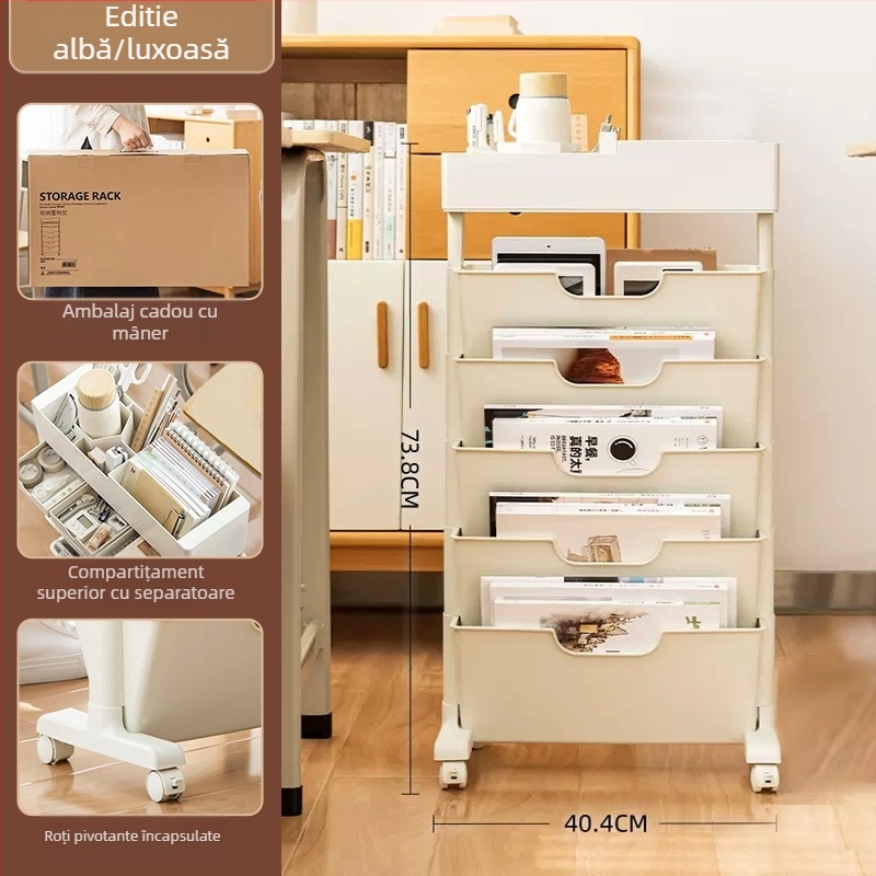 Raft de depozitare mobil pentru birou — plastic, 5 kg, Model Desk storage, 1 bucată