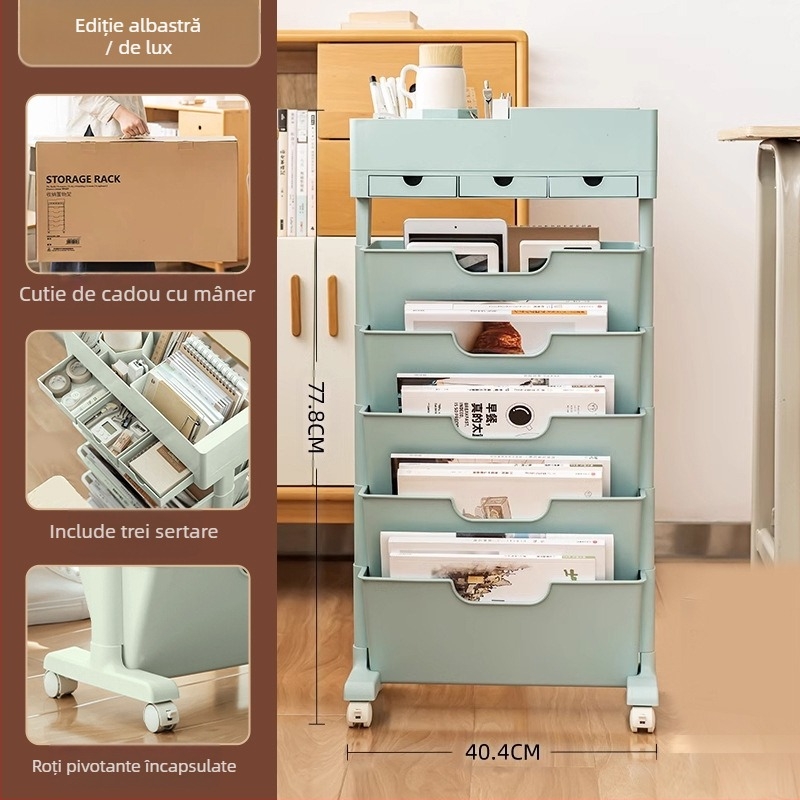 Raft de depozitare mobil pentru birou — plastic, 5 kg, Model Desk storage, 1 bucată