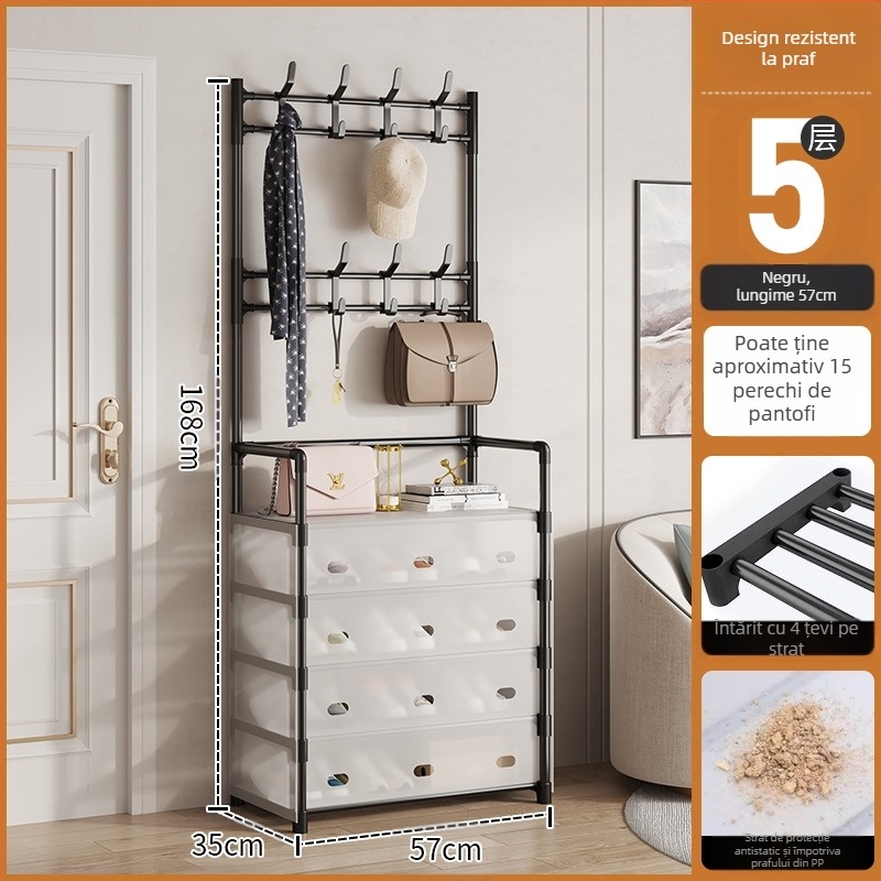 Raft metalic pentru pantofi și pălării, cu 3 sau 4 etaje, pentru hol, depozitare multifuncțională, stil modern minimalist