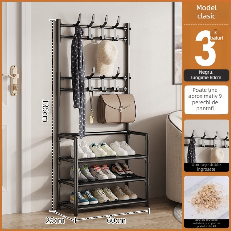 Raft metalic pentru pantofi și pălării, cu 3 sau 4 etaje, pentru hol, depozitare multifuncțională, stil modern minimalist