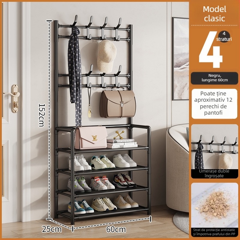 Raft metalic pentru pantofi și pălării, cu 3 sau 4 etaje, pentru hol, depozitare multifuncțională, stil modern minimalist