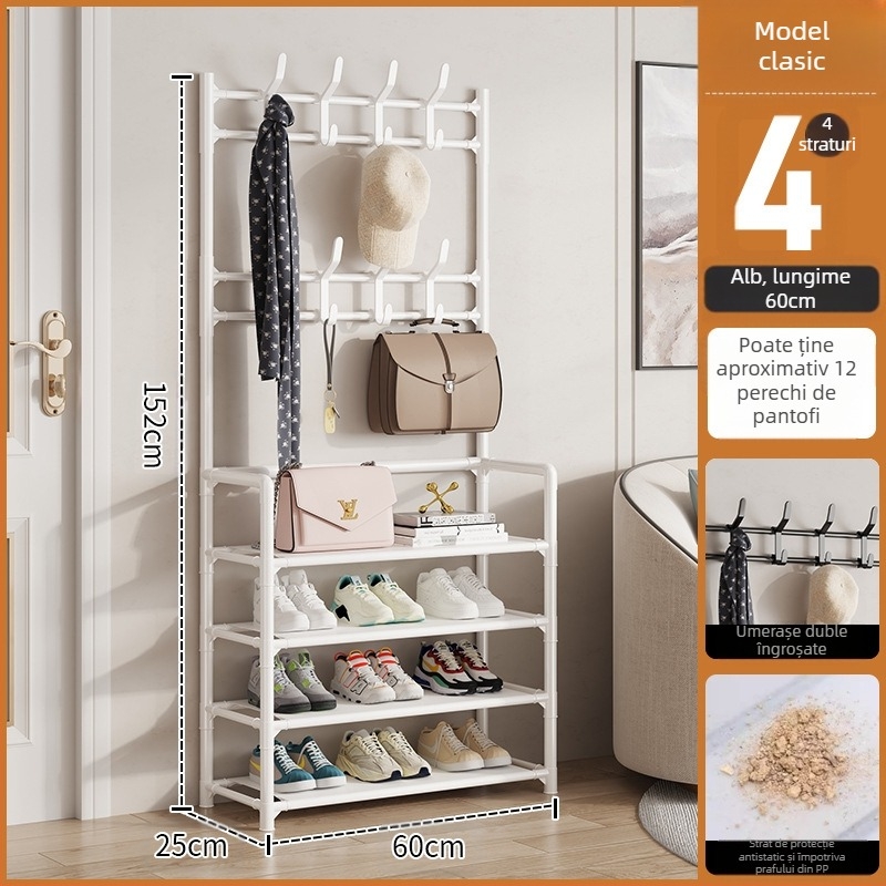 Raft metalic pentru pantofi și pălării, cu 3 sau 4 etaje, pentru hol, depozitare multifuncțională, stil modern minimalist