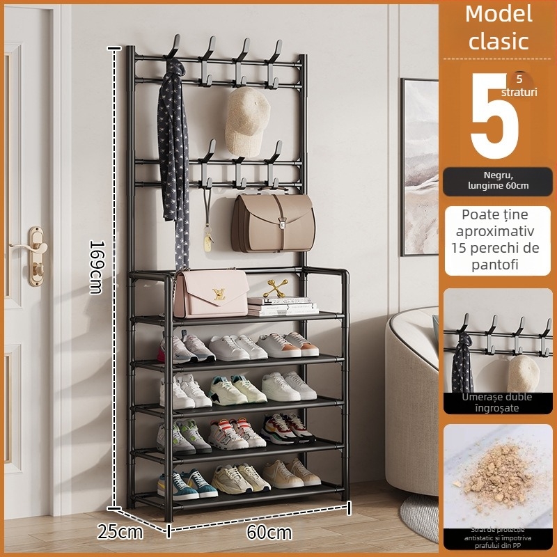 Raft metalic pentru pantofi și pălării, cu 3 sau 4 etaje, pentru hol, depozitare multifuncțională, stil modern minimalist